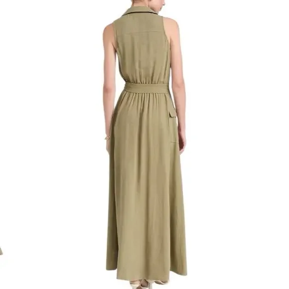 NWT L’agence Mayer Military Maxi Dress Covert Green Women’s Size Small - Picture 3 of 9
